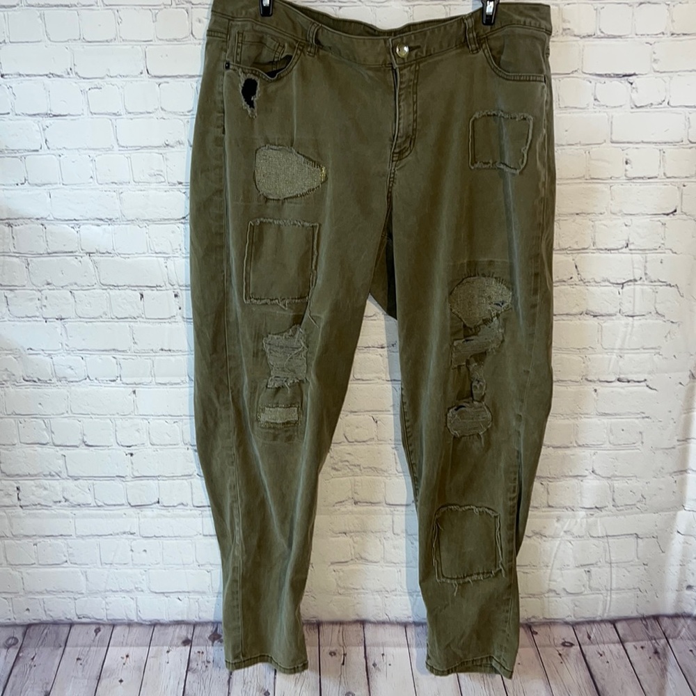 Distressed Lane Bryant green jeans. Size 20. Preloved and just broken …